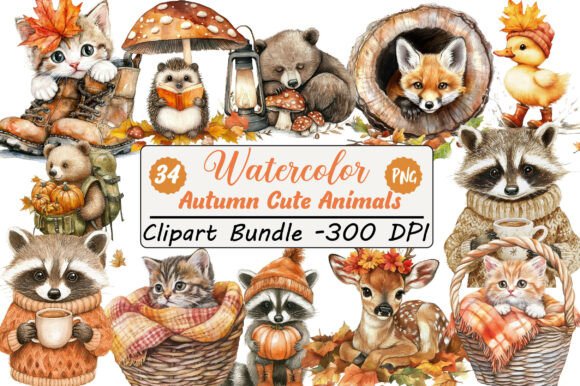 Download Autumn Cute Animals Clipart - Cute animals clipart Collection